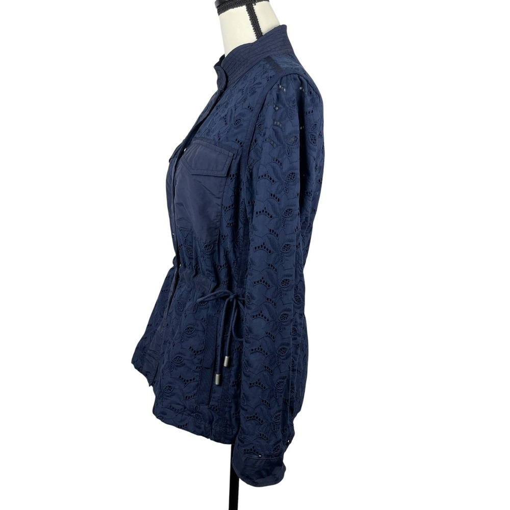 GAP Women's Utility Field Jacket Small Navy Eyelet Drawstring Waist Snap Front - Picture 6 of 13